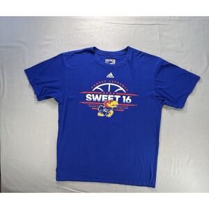 Adidas Kansas Jayhawks Blue T-shirt Men's Large (fits Medium) NCAA 2016 Has Flaw